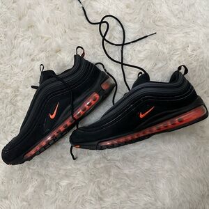 Nike Black and Orange Air Max 97 Sneakers